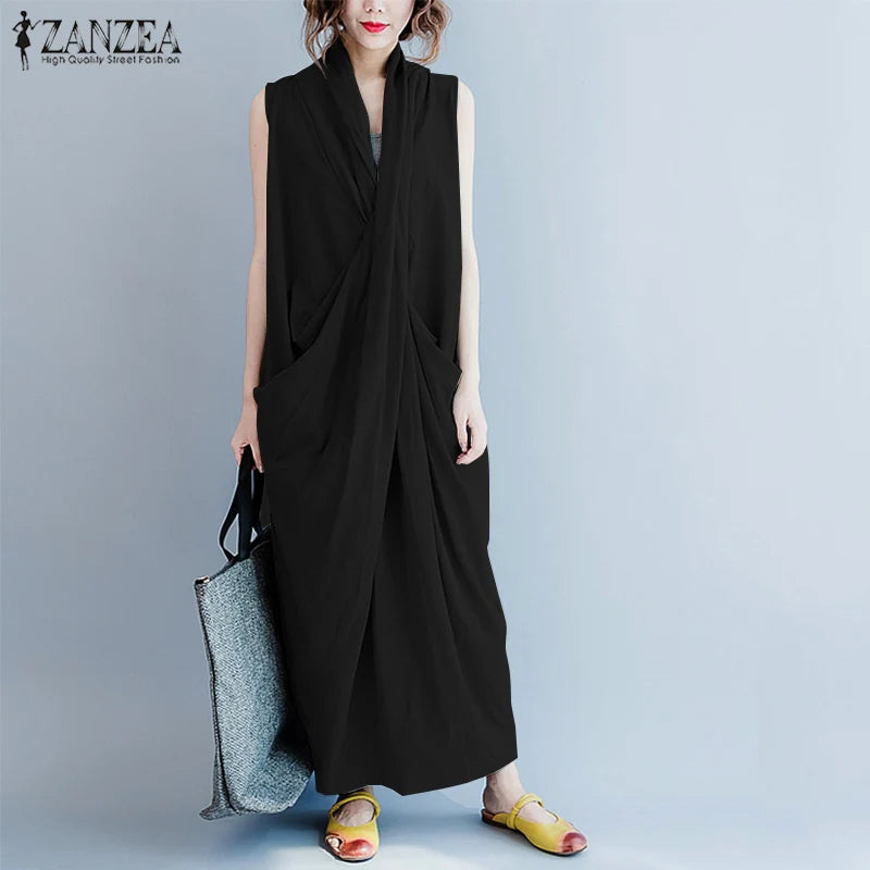 Oversize Asymmetrical Maxi Dress Summer Women's Sundress