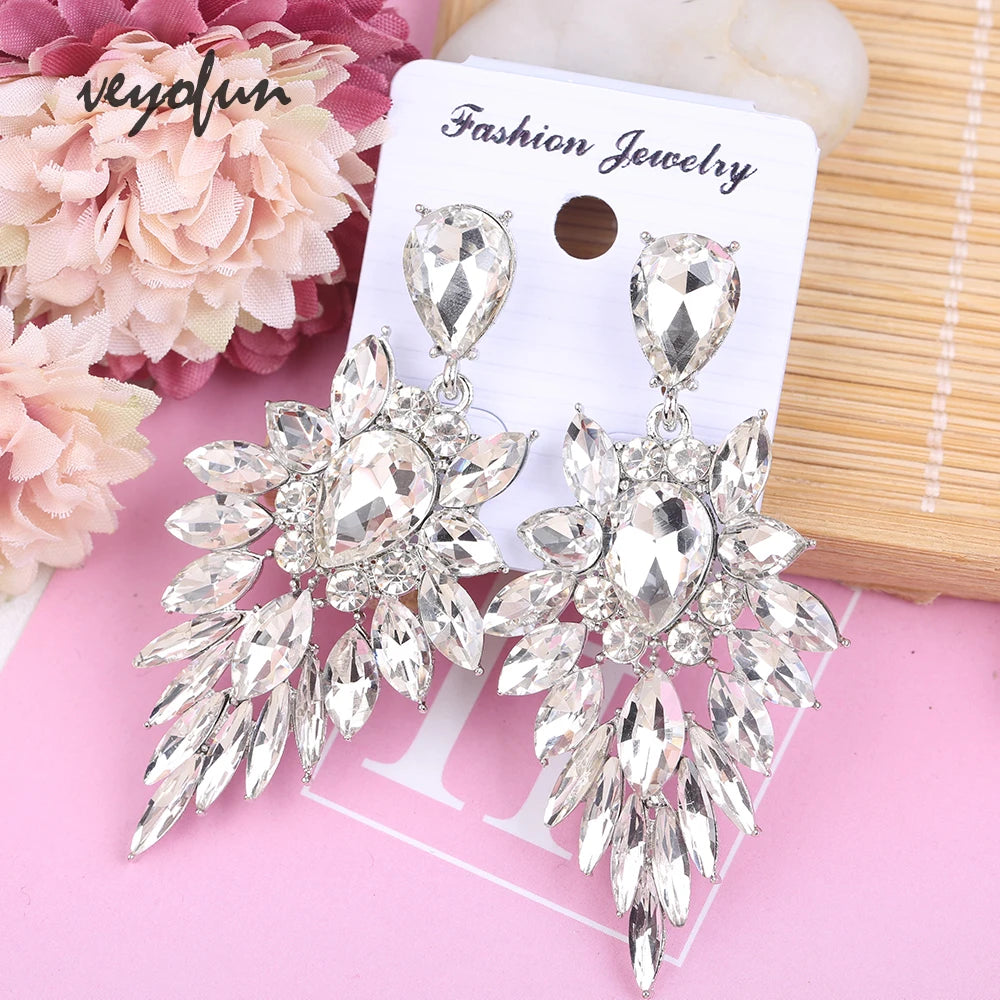 Luxury Crystal Dangle Earrings Geometry Drop Earrings For Woman