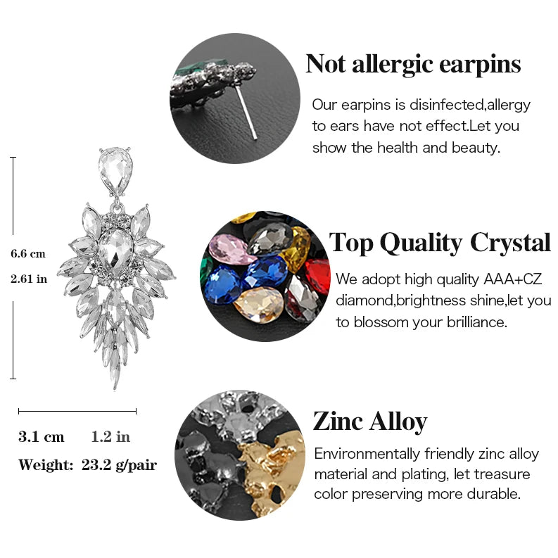 Luxury Crystal Dangle Earrings Geometry Drop Earrings For Woman