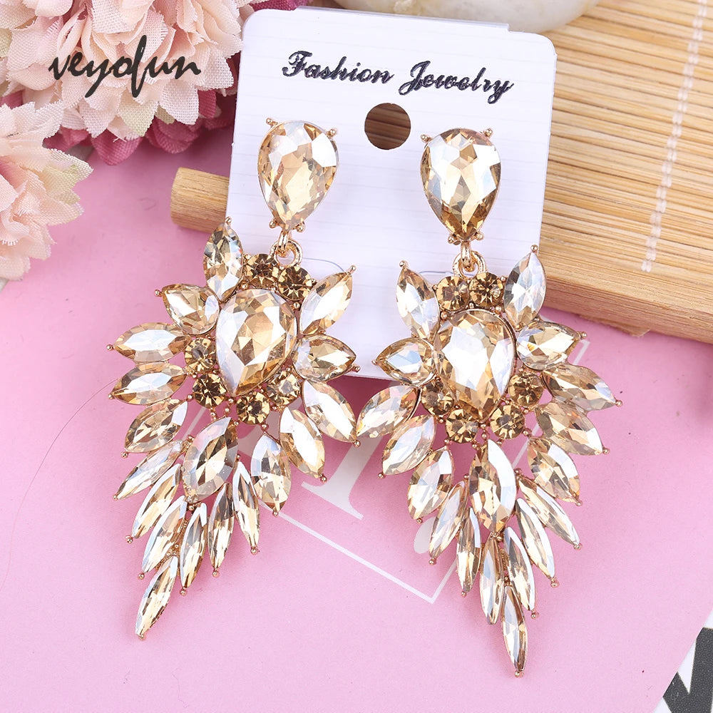 Luxury Crystal Dangle Earrings Geometry Drop Earrings For Woman