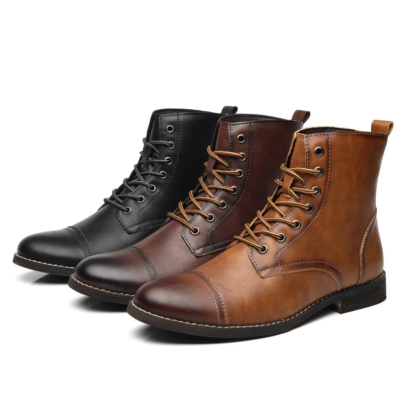 Men Fashion Boots New Arrival Britsh Vintage Leather Boots Shoes Men Boots Autumn Winter Design Men's Ankle Boots Plus Size