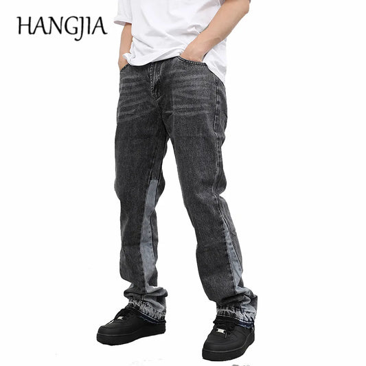 Vintage Patchwork Mens Flared Jeans Y2k Streetwear Jean