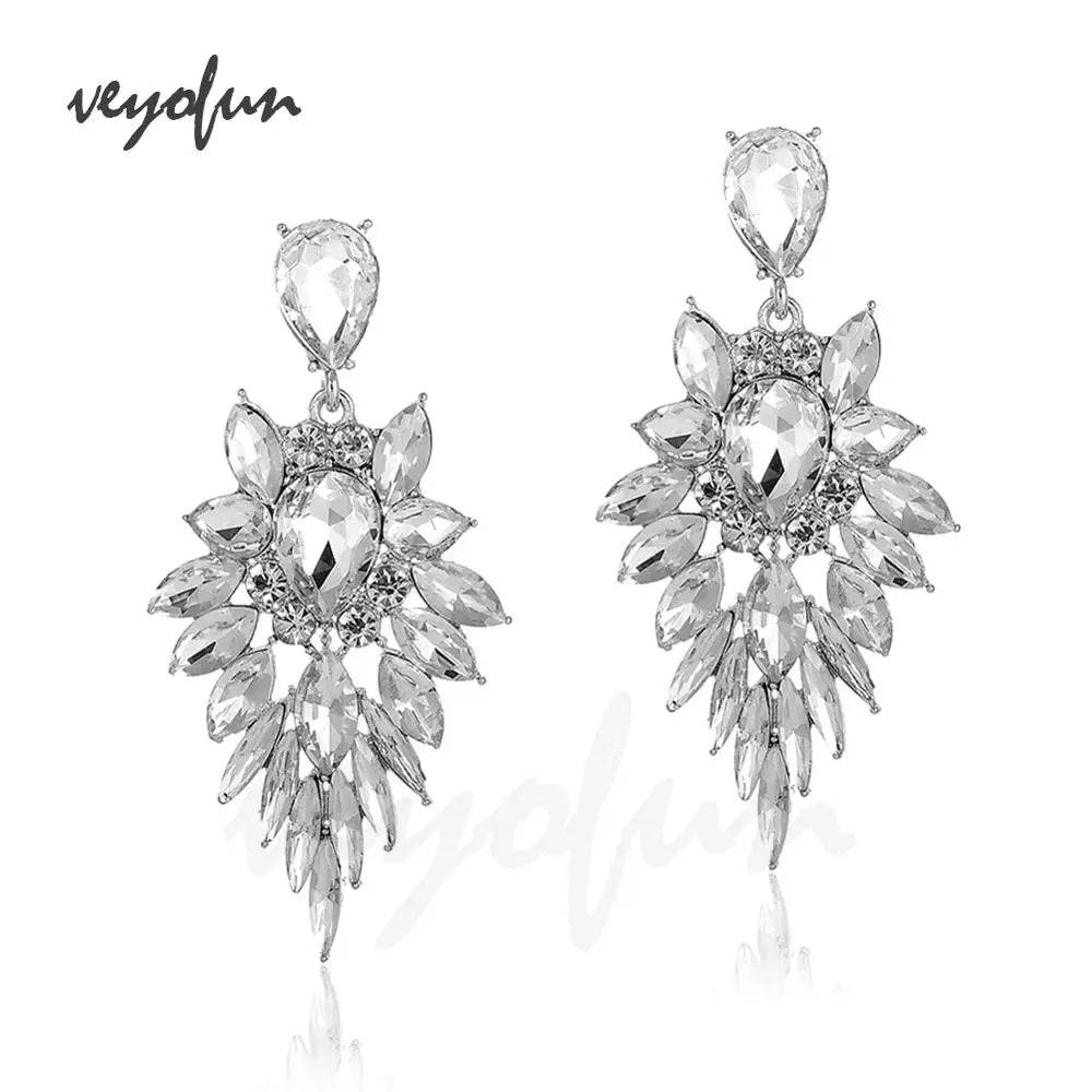 Luxury Crystal Dangle Earrings Geometry Drop Earrings For Woman