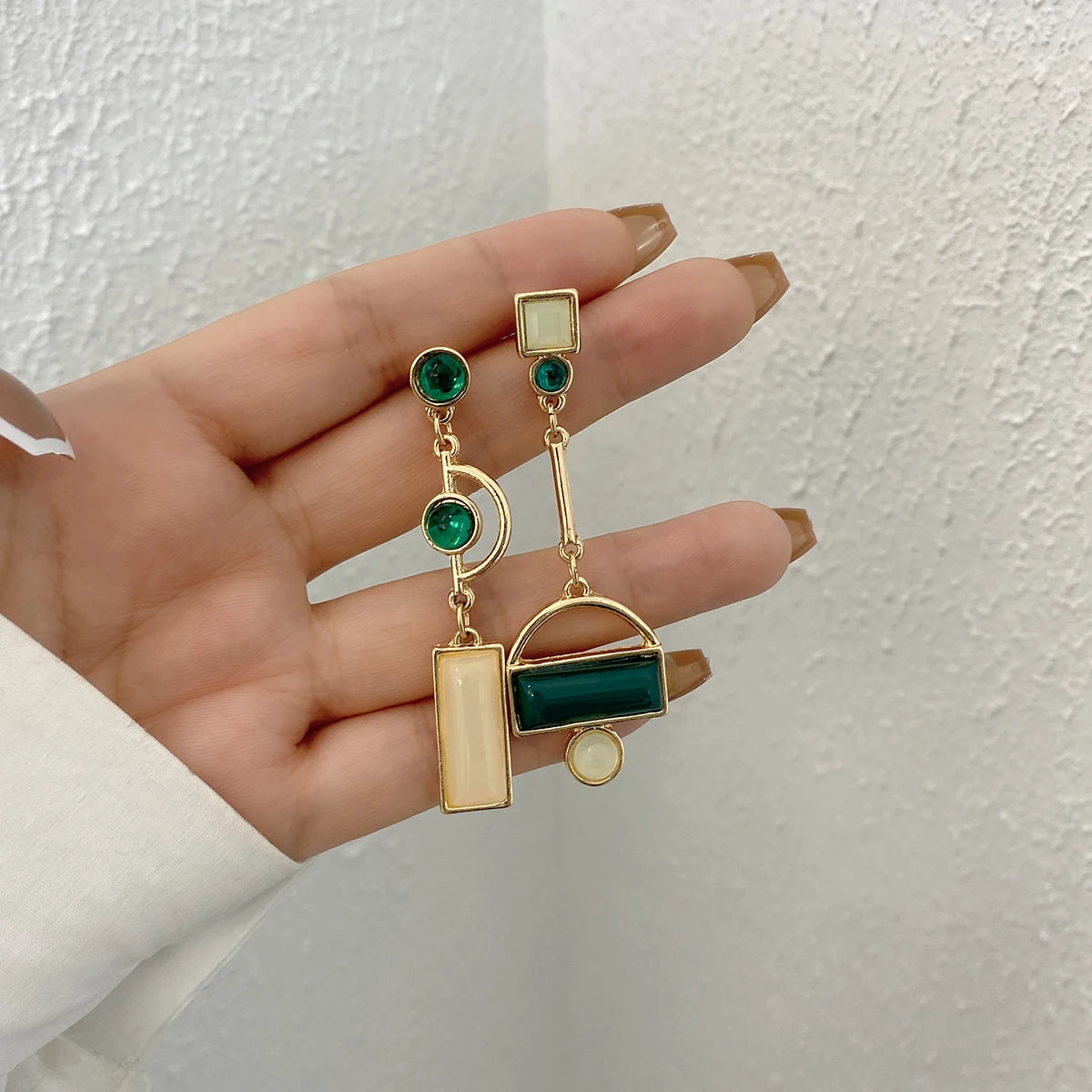 Asymmetry Irregular Enamel Geometric Drop Earrings for Women