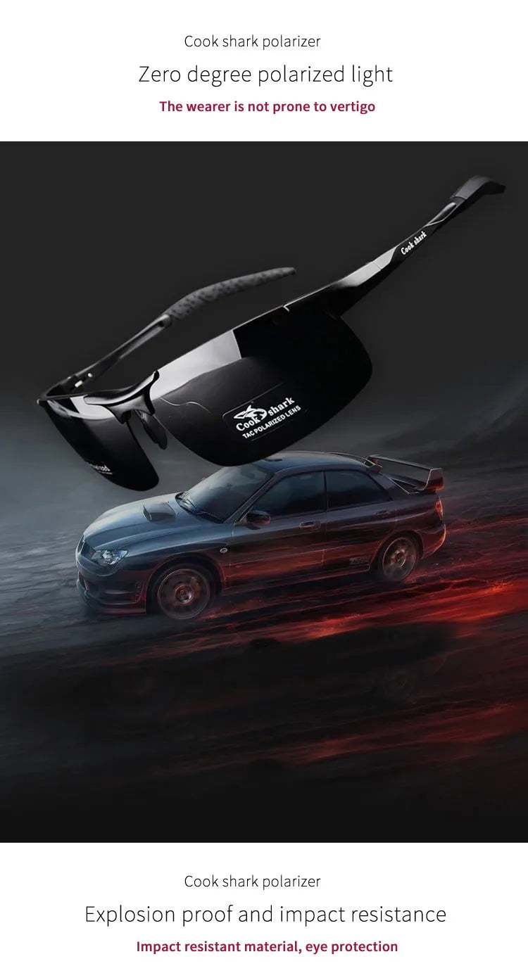 Cook Shark's new aluminum magnesium sunglasses men's sunglasses HD polarized driving drivers color glasses tide