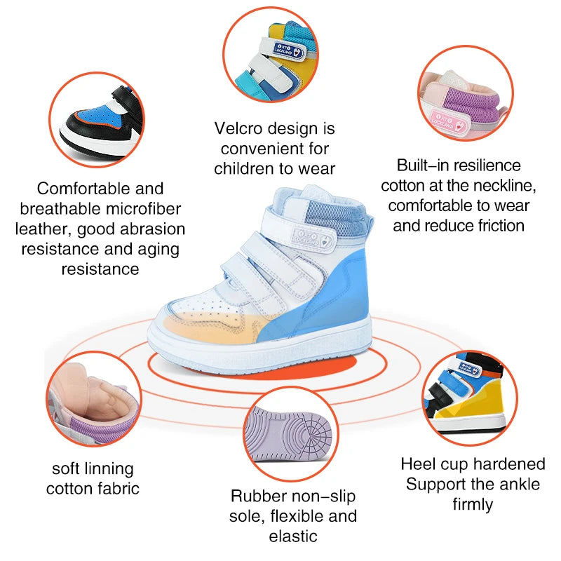 Ortoluckland Kids Sneakers Boys Children Casual Shoes Girls Sporty School Tennis Winter Spring Boots Toddler Orthopedic Footwear
