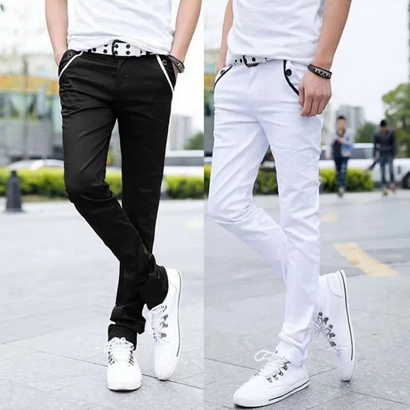 Men's Fashion Thin Double Zipper Skinny Jeans Men