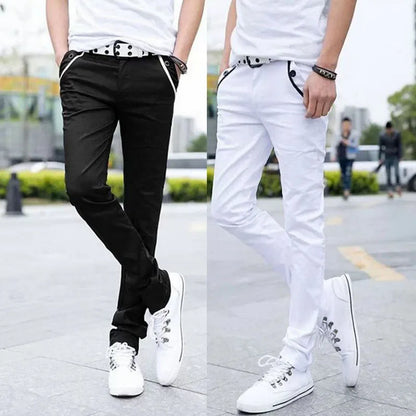 Men's Fashion Thin Double Zipper Skinny Jeans Men