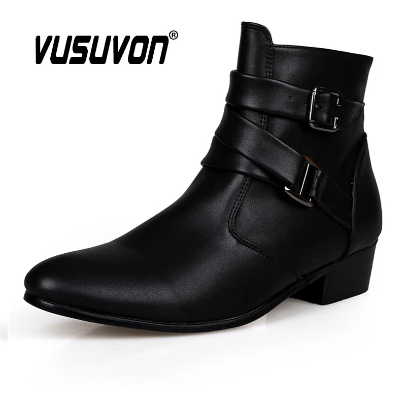 Men Fashion Toe Height Increase Boots