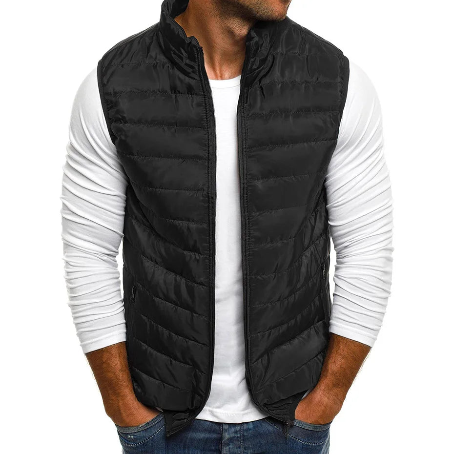 Aiwetin Herren Ärmellose Westen Jacken Winter Mode Herren Baumwollgepolsterte Westen Mäntel Herren Stehkragen Warme Westen Kleidung 5XL