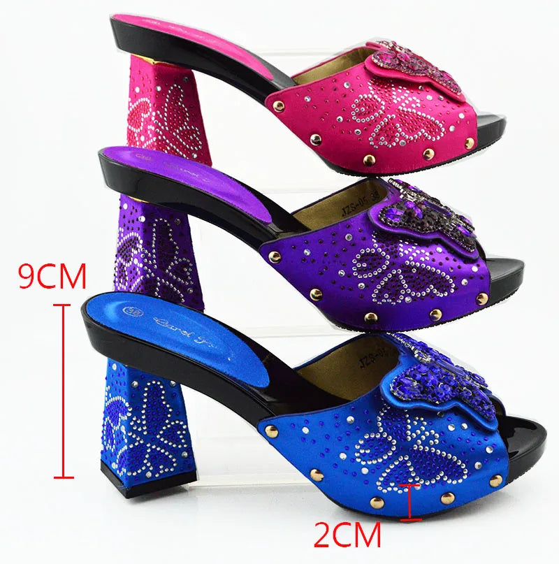 Ladies Shoe with Match Bag High Quality Women Heel Teal Color for Party