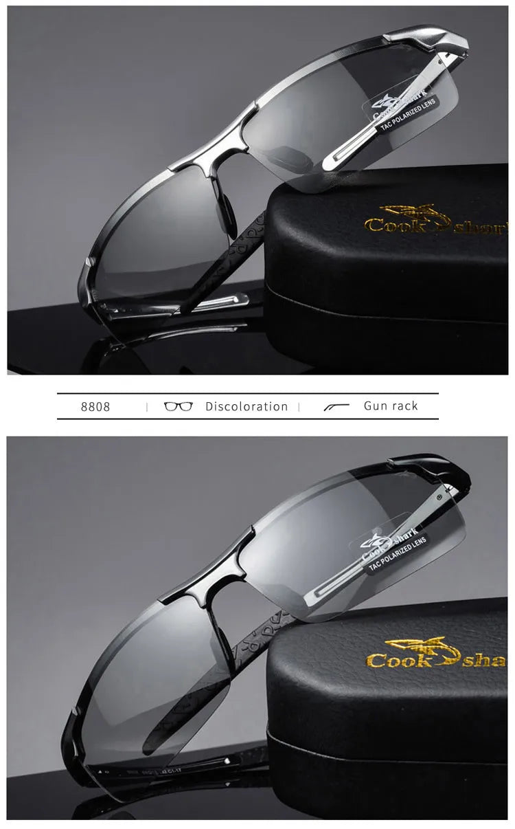 Cook Shark's new aluminum magnesium sunglasses men's sunglasses HD polarized driving drivers color glasses tide