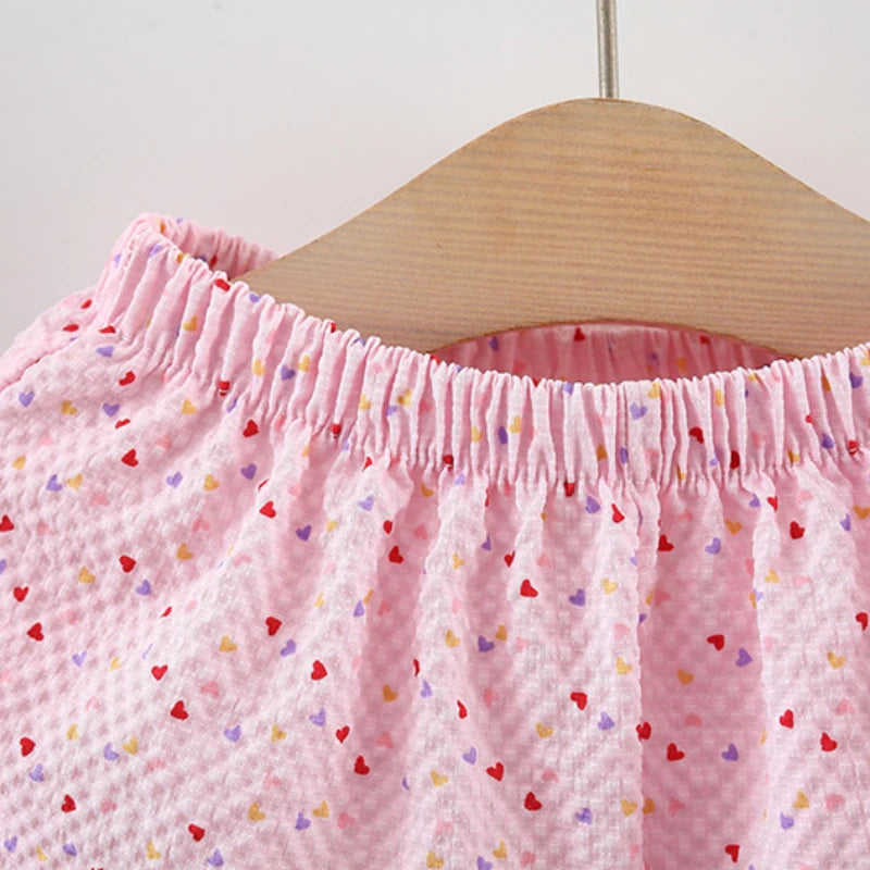 Flying Sleeve Top Short Sleeve Set For Kids