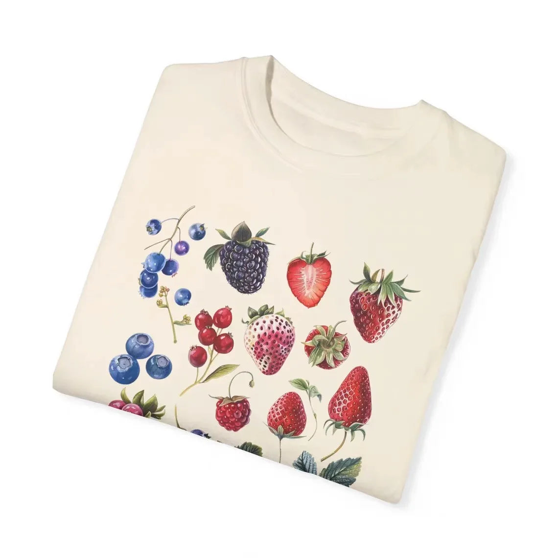Aesthetic Fruit Berry Species Graphic T-shirt Fashion Cotton Tee Fruit Lover Blueberry Shirt with Cute Strawberry Cute Berry Top