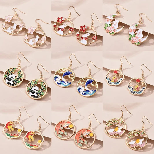 Fashion Cute Enameled Animal Dangle Drop Earrings