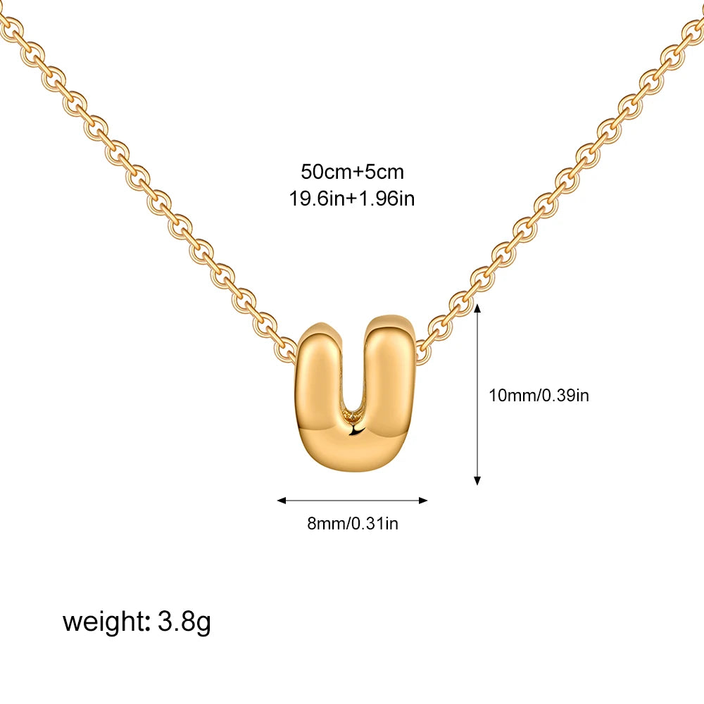 Bubble Initial A-Z Alphabet Mini Necklace for Women