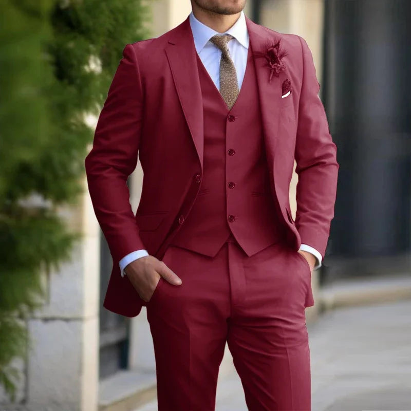 3 Pieces Beige Suits for Men