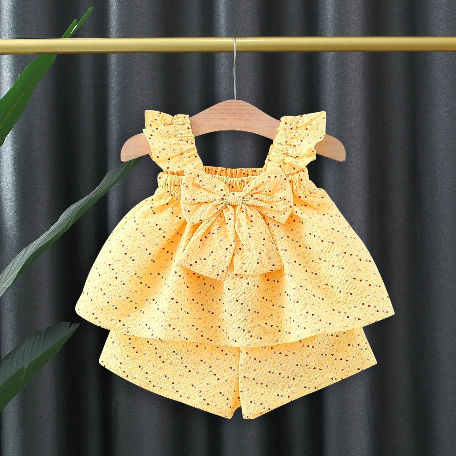 Flying Sleeve Top Short Sleeve Set For Kids