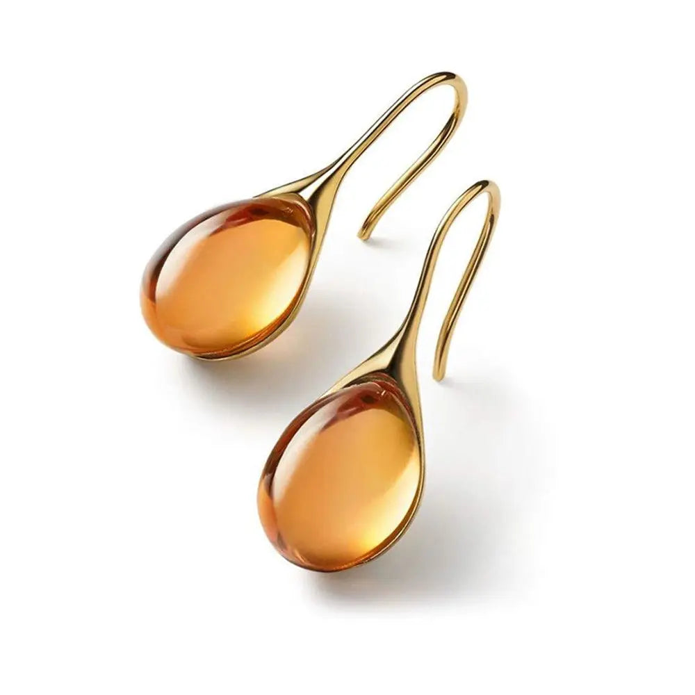 Trendy Geometric Green Stone Resin Dangle Earrings for Women