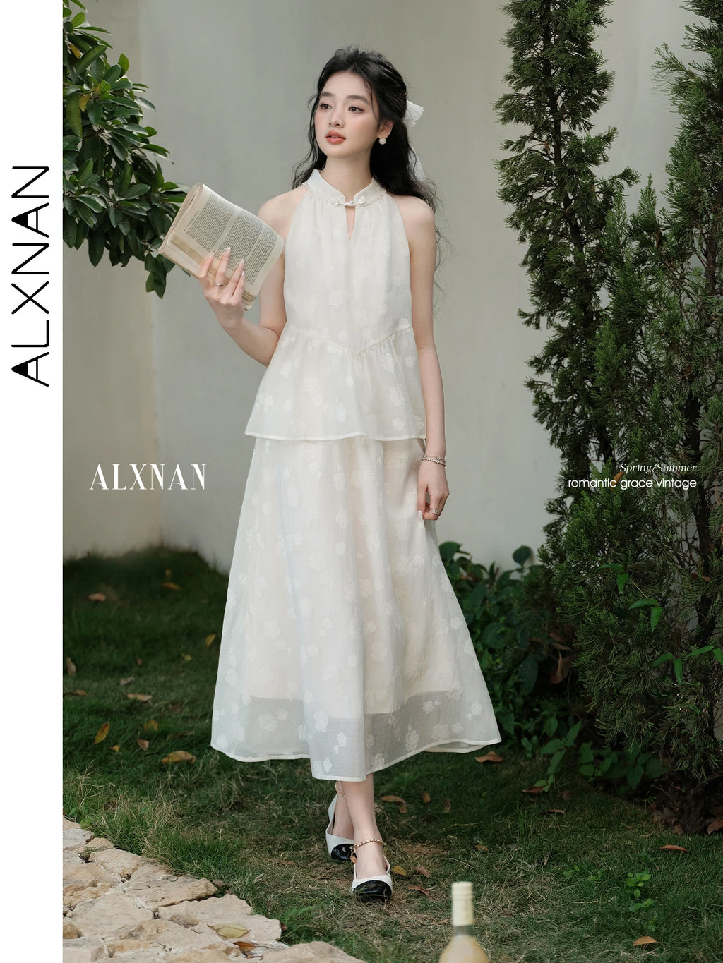 ALXNAN Women's Dress 2025 Summer Vacation Long One-piece Dress Elegant Holiday Party Casual Sleeveless Ladies Clothing L53733