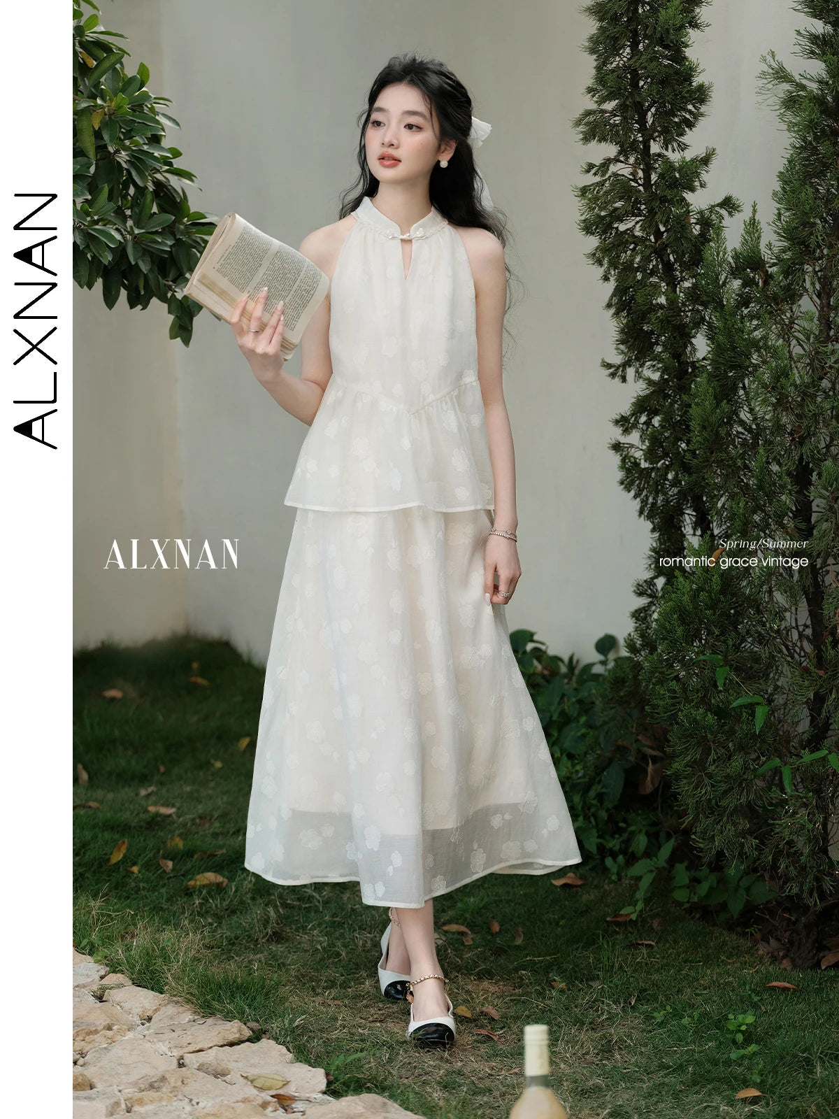 ALXNAN Women's Dress 2025 Summer Vacation Long One-piece Dress Elegant Holiday Party Casual Sleeveless Ladies Clothing L53733