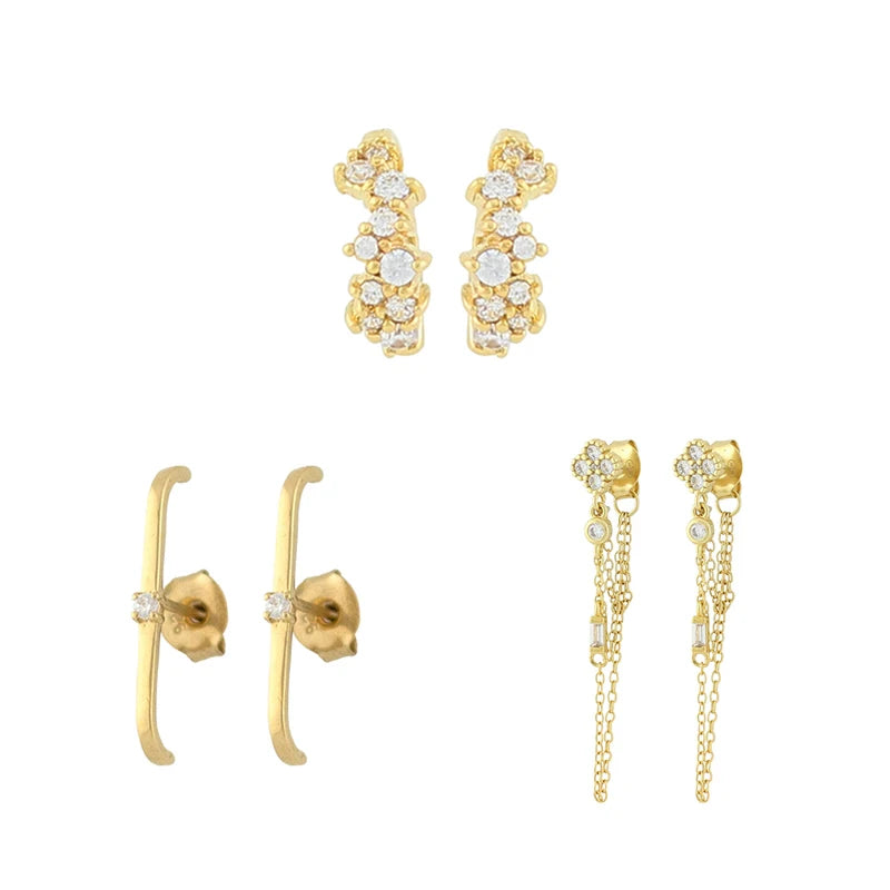 Gold Color Double Chain Dangle Earrings for Women