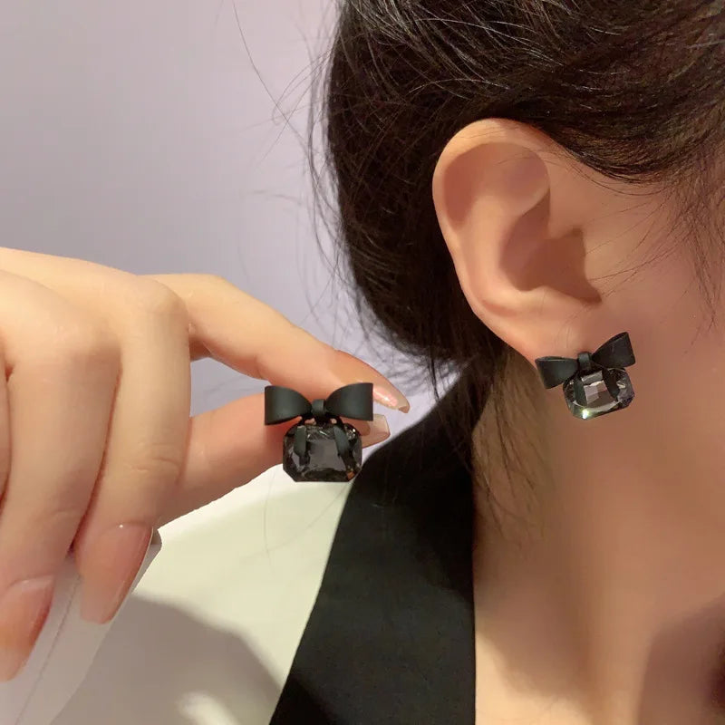 Square Colorful Zircon Ear Stud Earrings for Women
