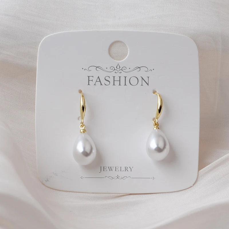 Water Drop Imitation Pearl Pendant Earrings for Women