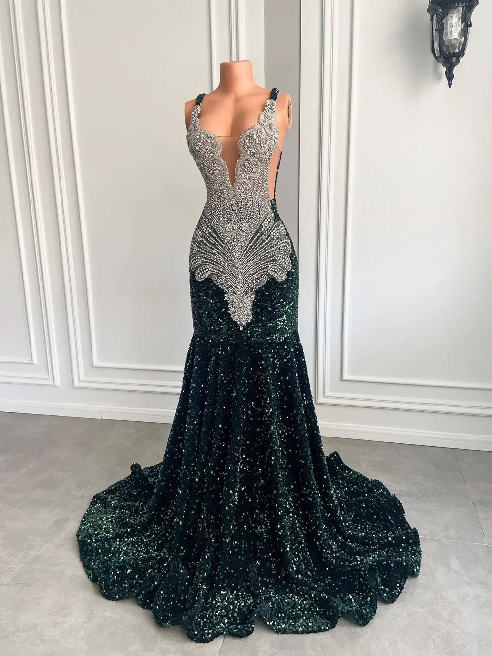Gorgeous Long Prom Dresses Mermaid Style Luxury Sparkly Silver