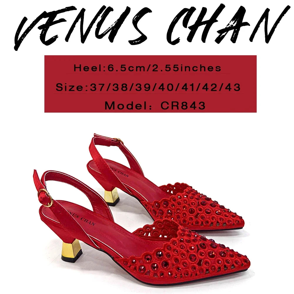 High Heel Gold Color Atmospheric Luxury Pattern With Rhinestones Party Ladies Shoes