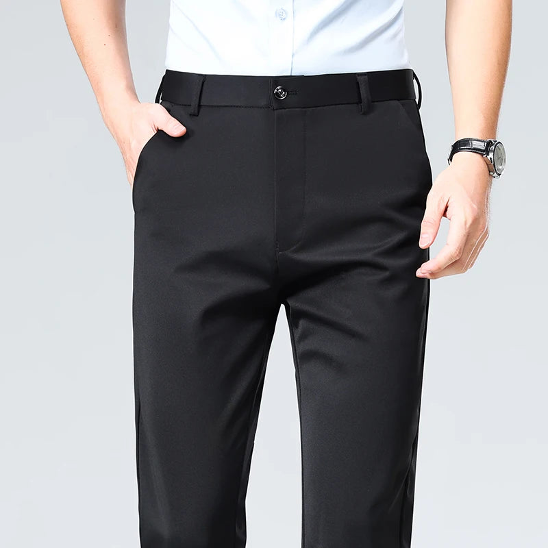 Plus Size Trousers Men Business Suit Pants Stretch Formal Dress Pants