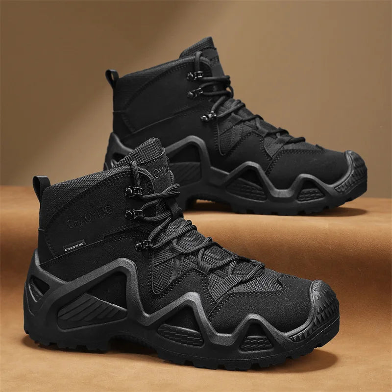 Men's Hiking Shoes Platform Outdoor Boots Men Leather Trekking Sneakers Climbing Hunting Sneaker Male Versatile Work Boots Botas