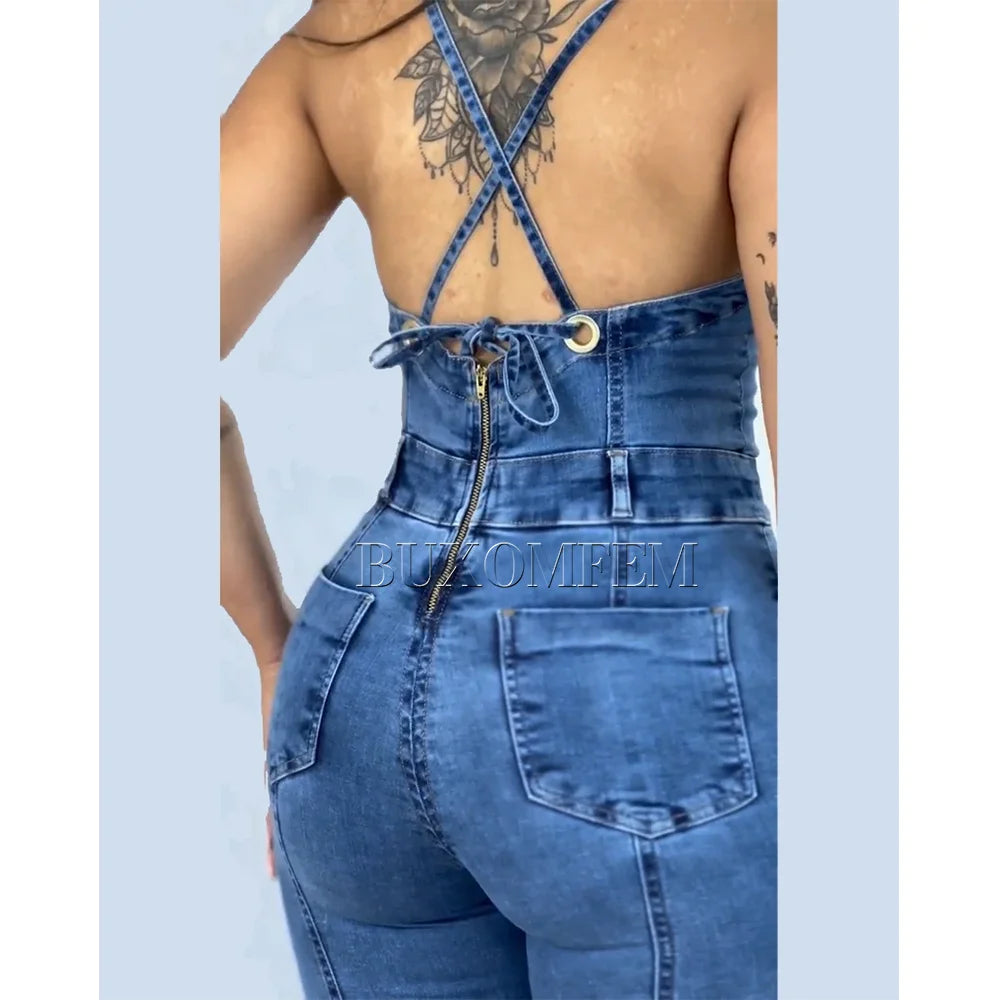 2024 New Tight Shaper Sexy Figure Peach Buttocks Slim Fit Women's Denim Jumpsuit Push Up Modeling Booty Enhancer Control Panties