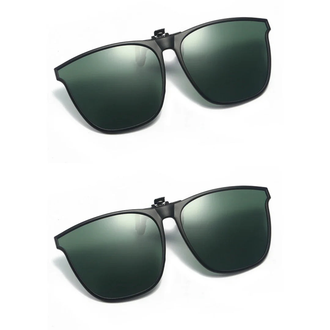 A Pair of New PC Clip Sunglasses for Outdoor Fishing and Driving. Clip Sunglasses for Day and Night Use.