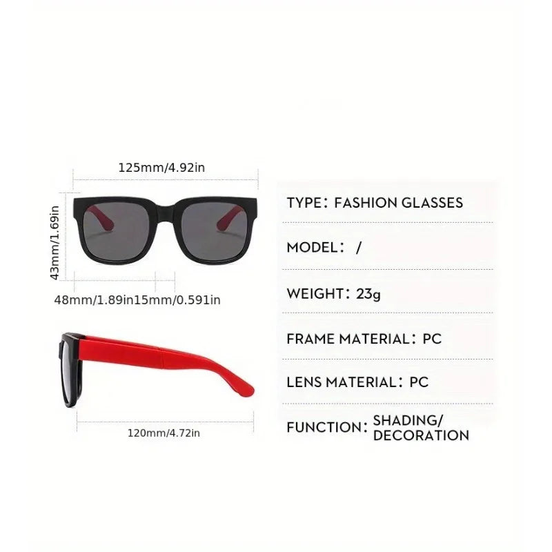 1 Pair Foldable Glasses for Boys & Girls Portable Square Frame Travel Glasses Playful Design|Durable Lenses Outdoor Glasses