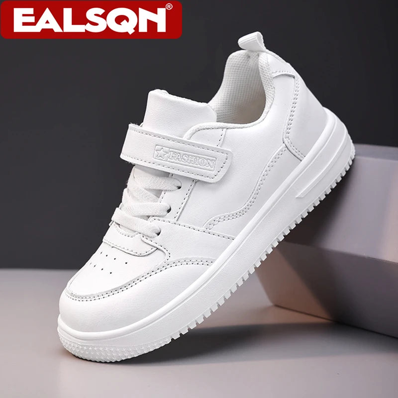 White Kids Sneakers Boys Sports Running Shoes Breathable Mesh Lightweight Comfortable Outdoor Tennis Casual Walking Shoes