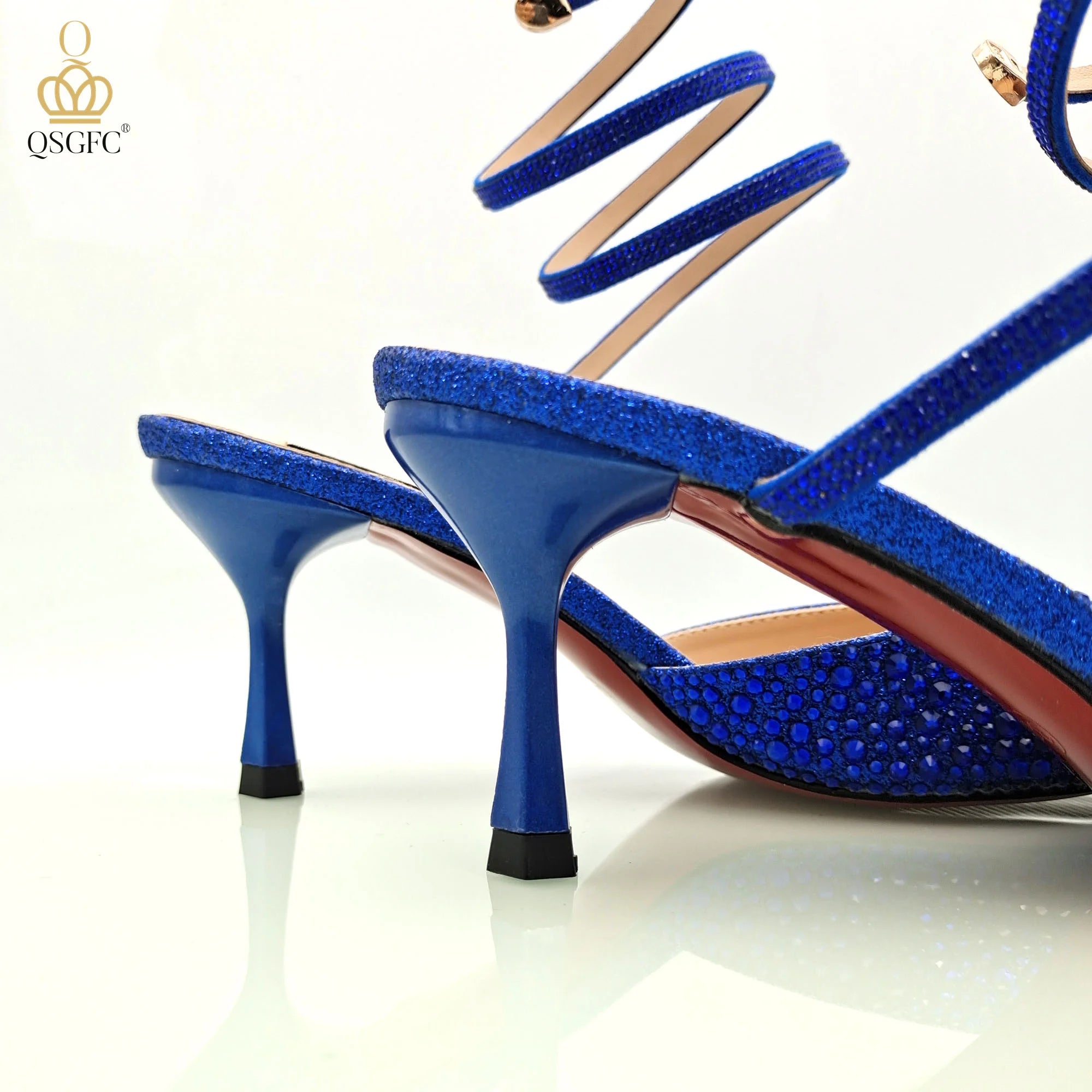 Shoes And Bag Full Diamond Women's Pointed Toe High Heels