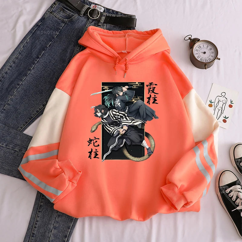 Anime Demon Slayer Iguro Obanai And Tokitou Muichirou Print Hoodies