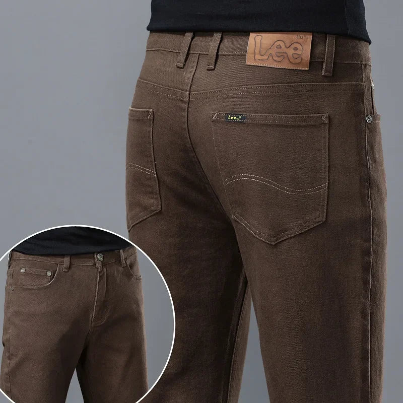 2024 Autumn/Winter New Men's Jeans Business Loose-Fit Straight-Leg High-Waist Cotton Casual Trendy Pants