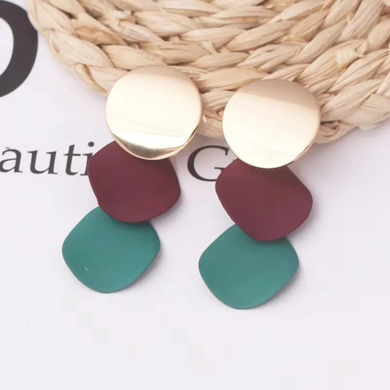 Green Color Crystal Dangle Earrings for Women