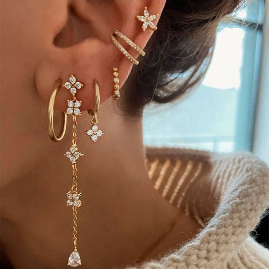 Gold Color Long Chain Dangle Earrings For Women