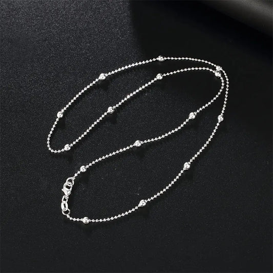 Sterling Silver Sweater Bead Chain Women's Necklace