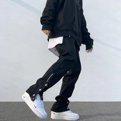 Y2k Men’s Jeans Black Color Hip Hop Techwear Men Pants