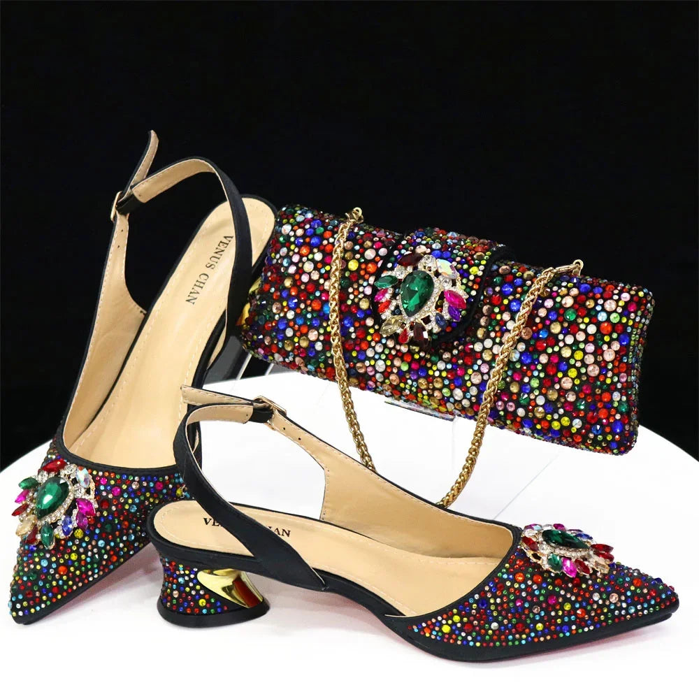 Hollow Design Women Shoes Matching Bag in Champagne Color Mature for Party