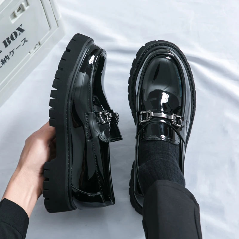 Men’s Thick-Sole Slip-On Loafers – Pointed Toe Casual & Formal Dress Shoes