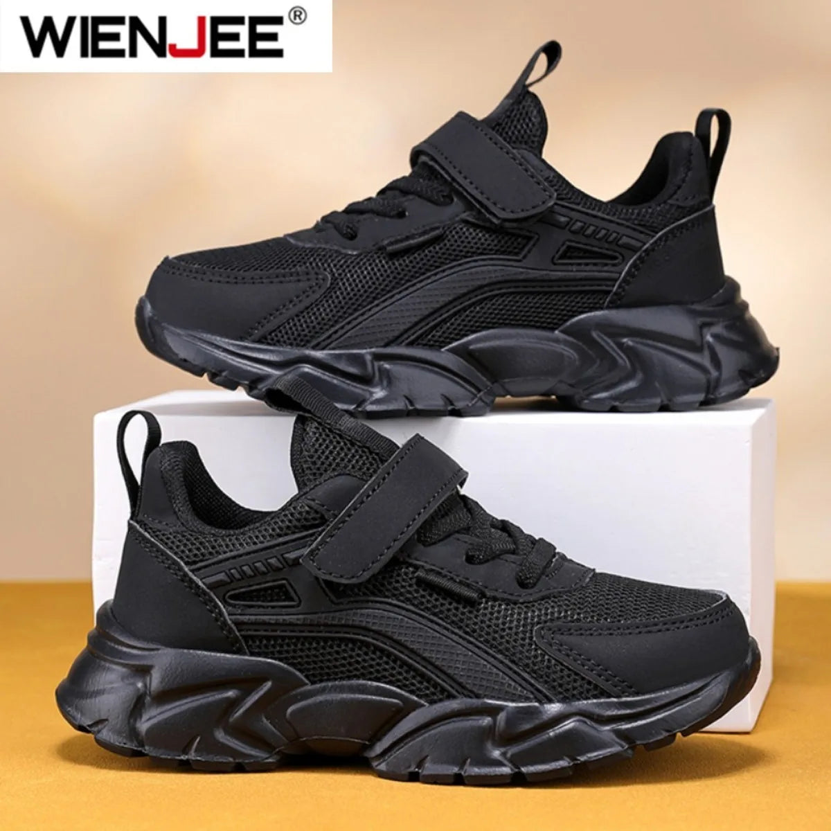 Lightweight Children's Black Sneakers Breathable Mesh for Boys Casual Walking Shoes Non-slip Kid Girls' School Running Shoes
