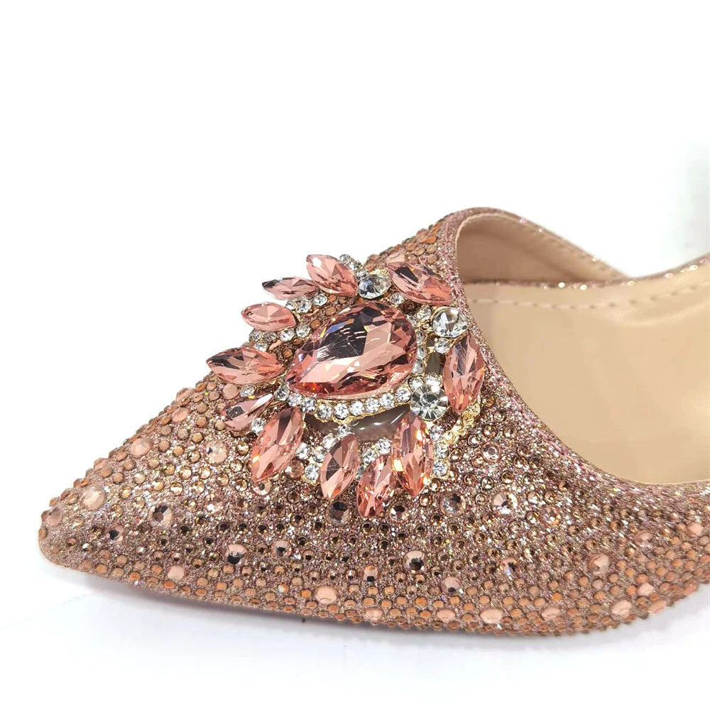 Hollow Design Women Shoes Matching Bag in Champagne Color Mature for Party