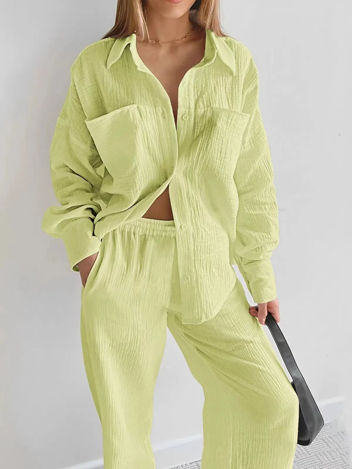 Pant Set with Pockets Long Sleeves for Women