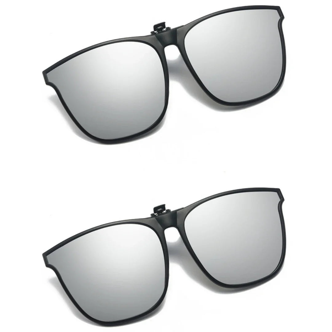 A Pair of New PC Clip Sunglasses for Outdoor Fishing and Driving. Clip Sunglasses for Day and Night Use.