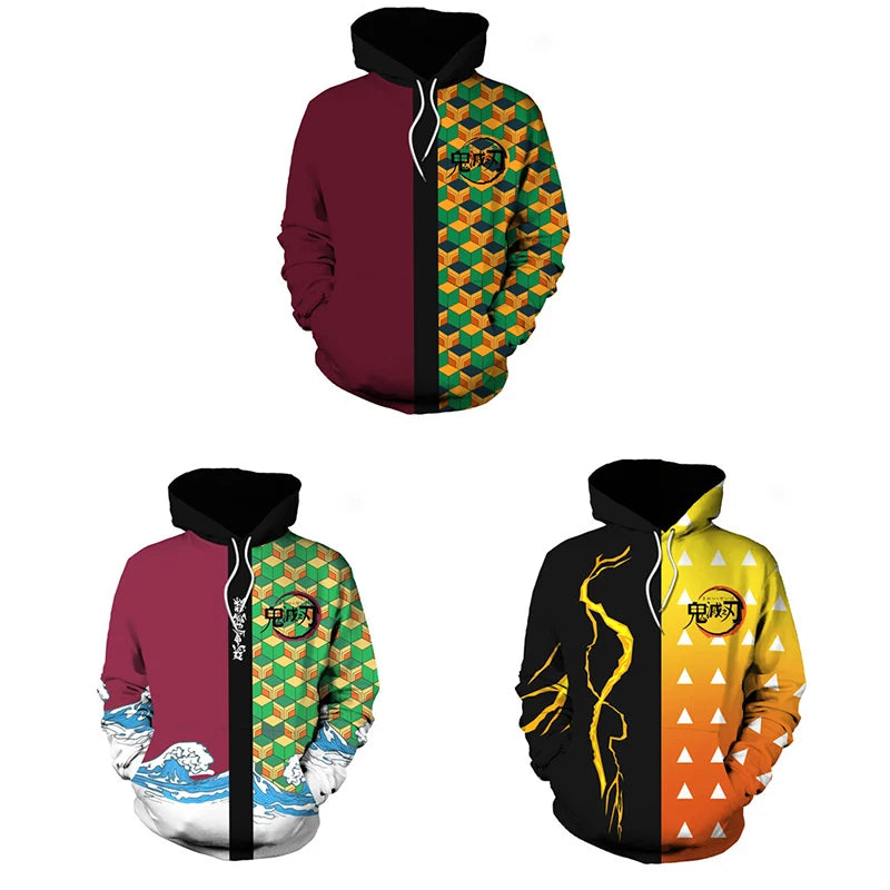 Anime Demon Slayer 3D Hoodie Sweatshirts Agatsuma Zenitsu Tomioka Giyuu